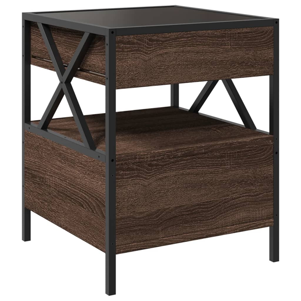 Table basse avec Infinity LED aspect chêne marron 40x40x51 cm