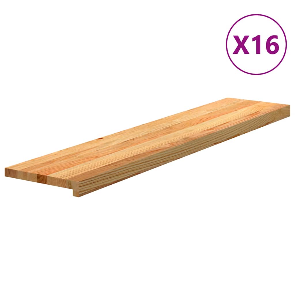 Stufenmatten 16 Stk. Hellbraun 120x30x2 cm Massivholz Eiche