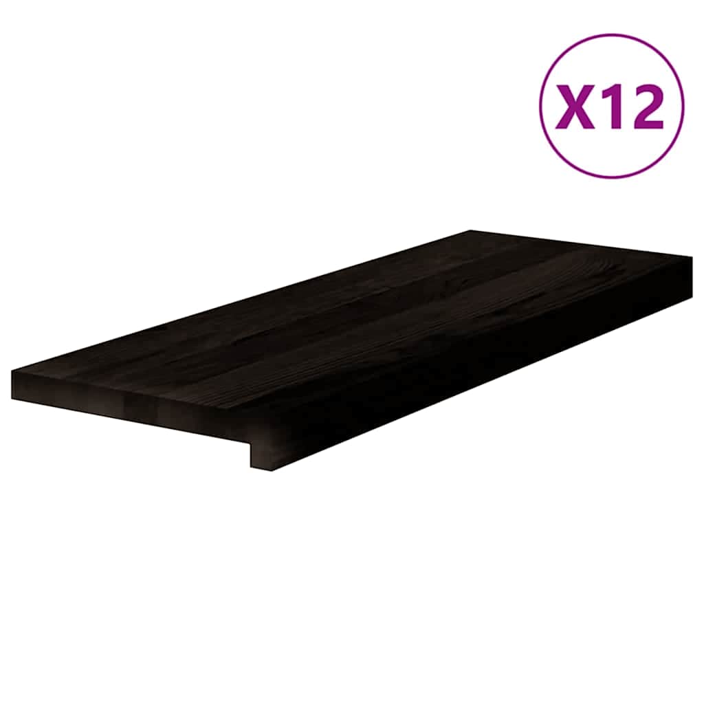 Stufenmatten 12 Stk. Braun-Schwarz 70x25x2 cm Massivholz Eiche