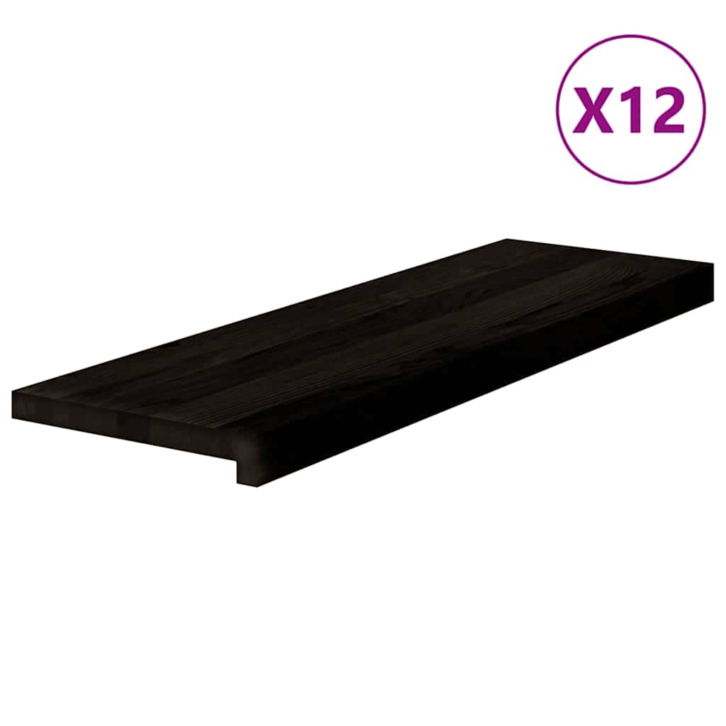 Stufenmatten 12 Stk. Braun-Schwarz 80x25x2 cm Massivholz Eiche