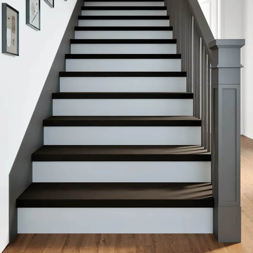 Stufenmatten 12 Stk. Braun-Schwarz 90x25x2 cm Massivholz Eiche