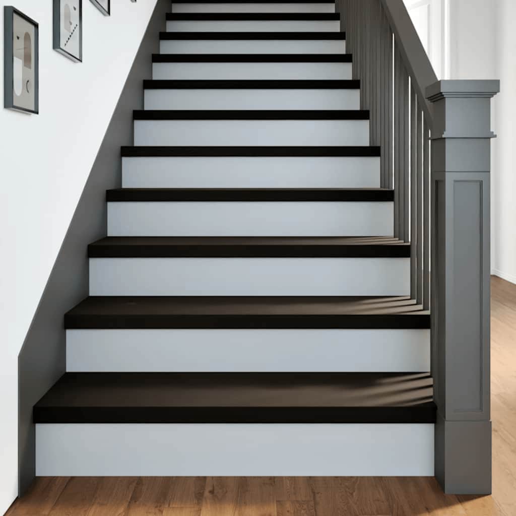 Stufenmatten 12 Stk. Braun-Schwarz 100x25x2 cm Massivholz Eiche