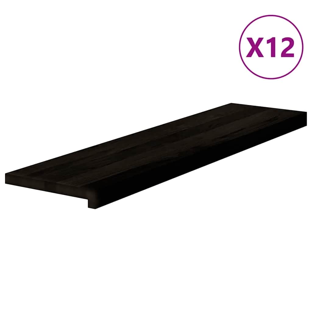 Stufenmatten 12 Stk. Braun-Schwarz 100x30x2 cm Massivholz Eiche