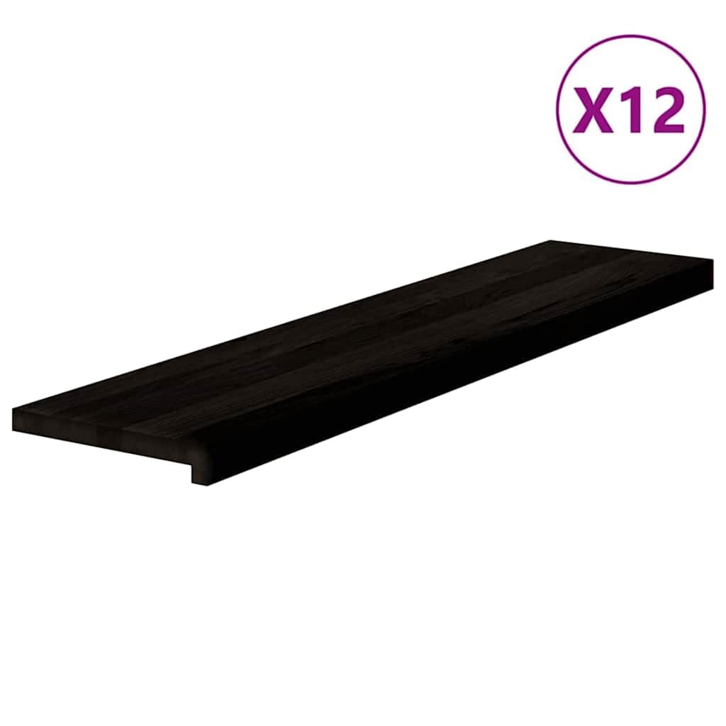 Stufenmatten 12 Stk. Braun-Schwarz 110x30x2 cm Massivholz Eiche
