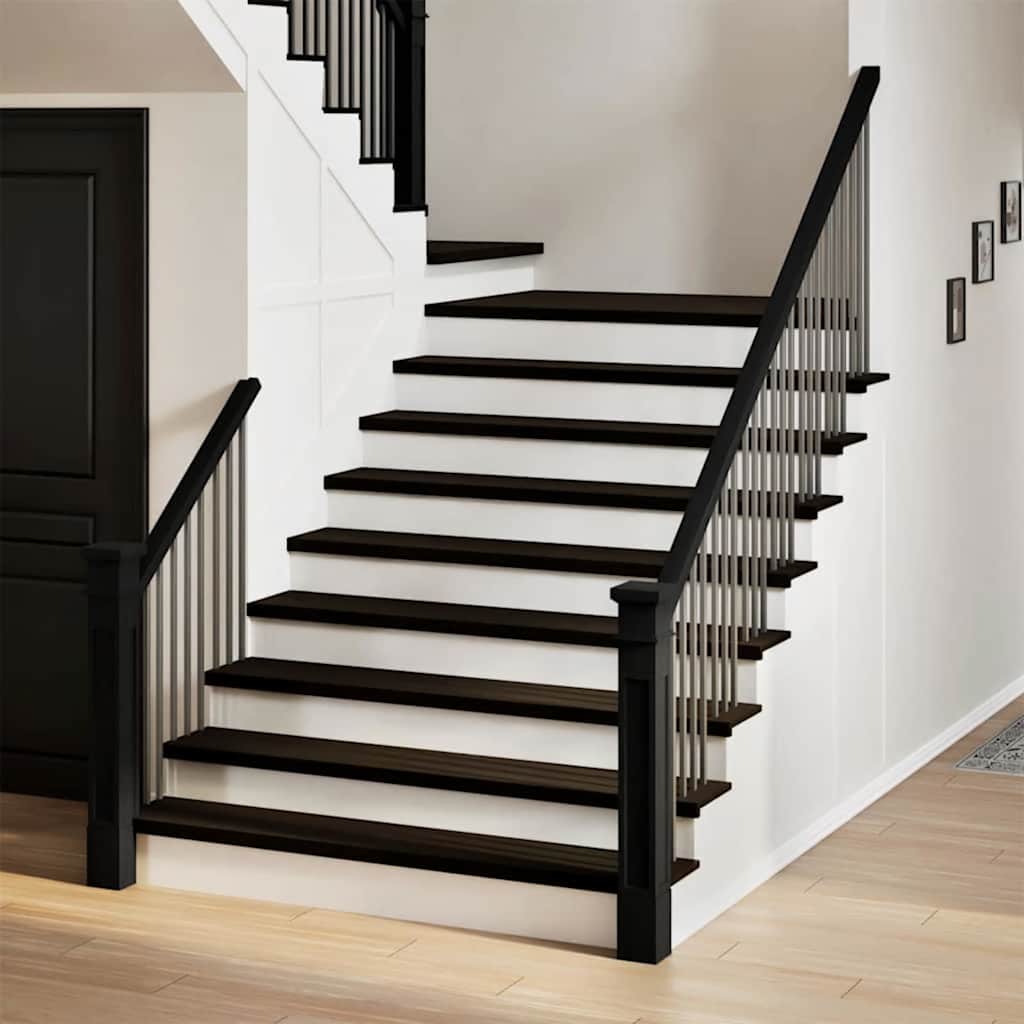 Stufenmatten 12 Stk. Braun-Schwarz 120x30x2 cm Massivholz Eiche