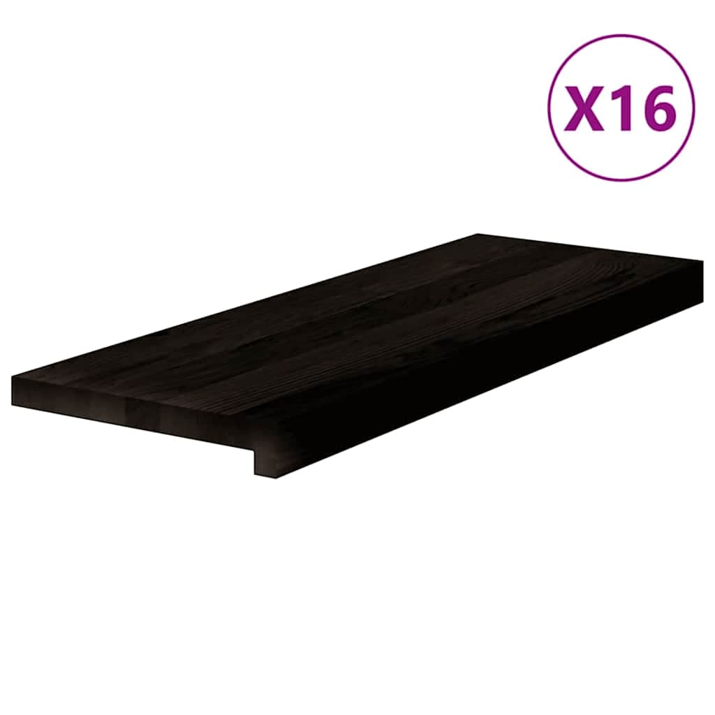 Stufenmatten 16 Stk. Braun-Schwarz 70x25x2 cm Massivholz Eiche