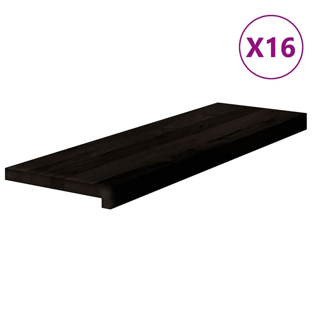 Stufenmatten 16 Stk. Braun-Schwarz 80x25x2 cm Massivholz Eiche