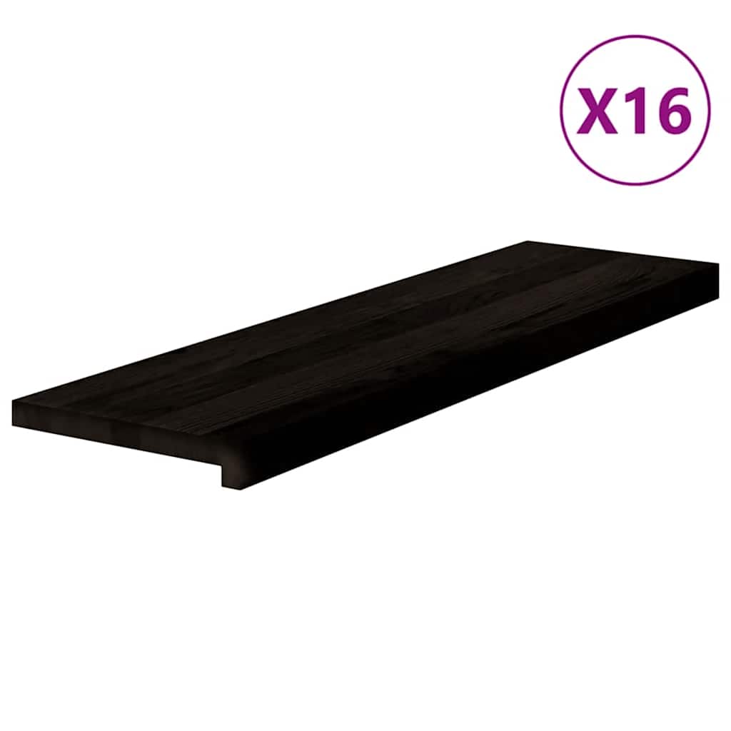 Stufenmatten 16 Stk. Braun-Schwarz 90x25x2 cm Massivholz Eiche