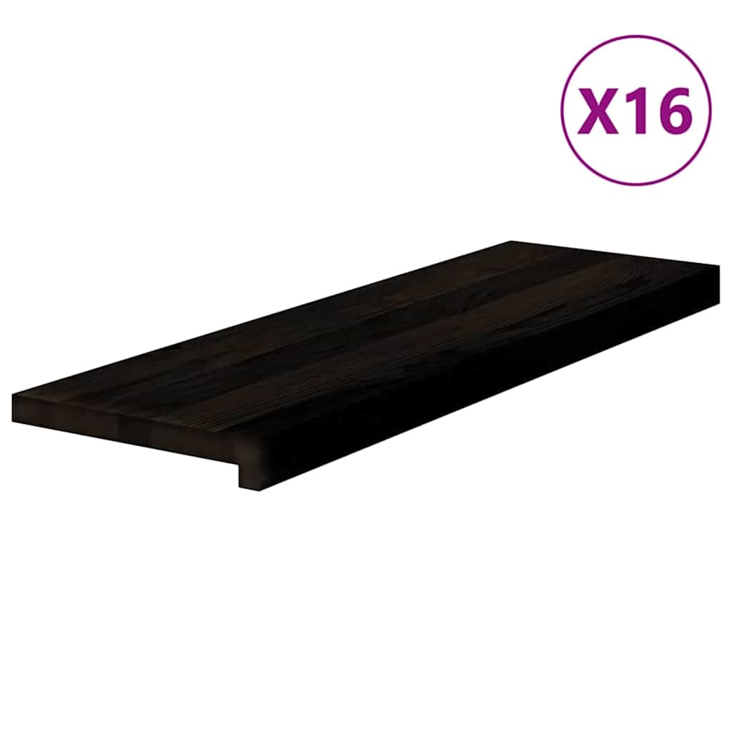 Treppenstufen 16 Stk. Braun-Schwarz 80x30x2 cm Massivholz Eiche
