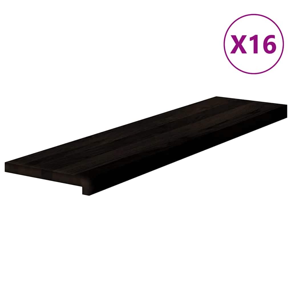 Stufenmatten 16 Stk. Braun-Schwarz 100x30x2 cm Massivholz Eiche