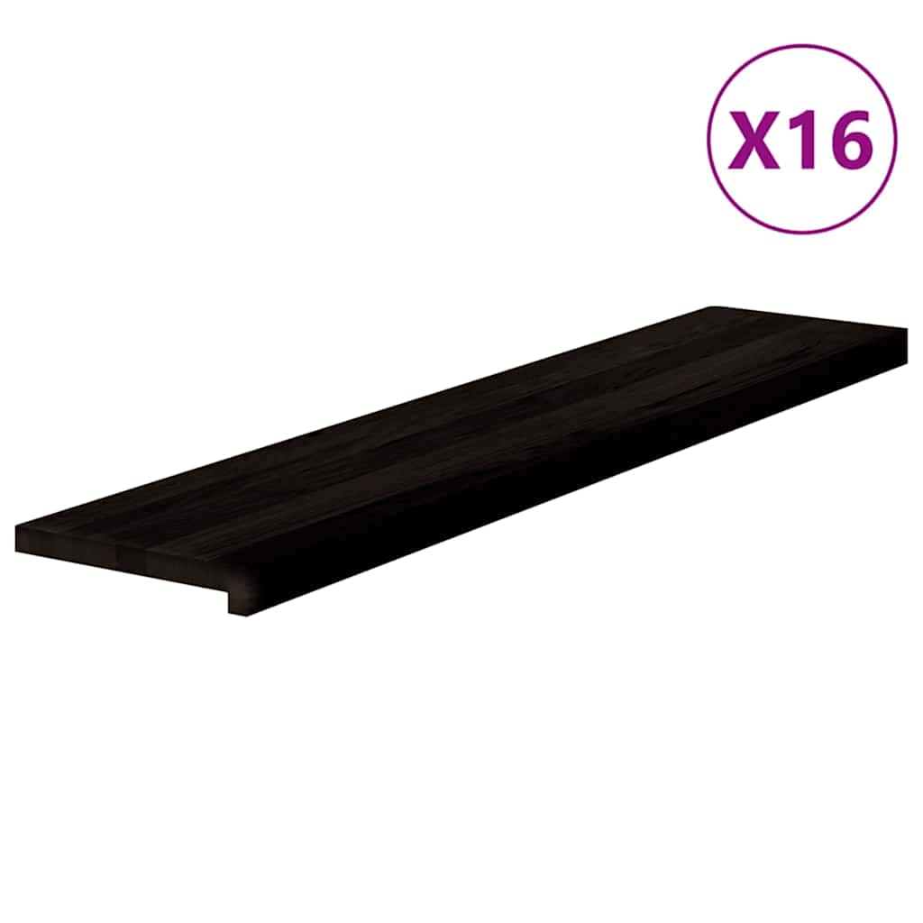 Stufenmatten 16 Stk. Braun-Schwarz 120x30x2 cm Massivholz Eiche