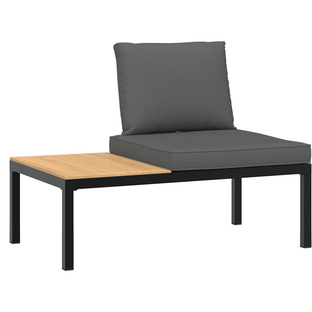2-tlg. Garten-Sofagarnitur mit Kissen Schwarz Aluminium