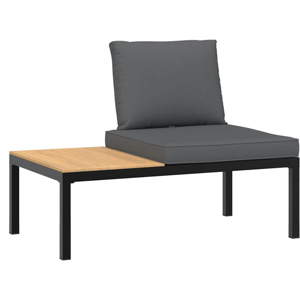 2-tlg. Garten-Sofagarnitur mit Kissen Schwarz Aluminium