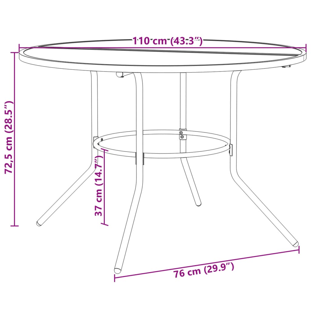 Gartenstuhl-Set 5-tlg. Verstellbar Pulverbeschichteter Stahl