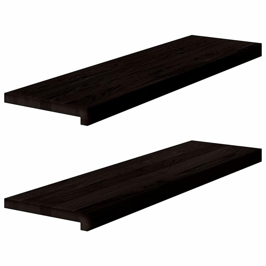Stufenmatten 2 Stk. Braun-Schwarz 90x30x2 cm Massivholz Eiche