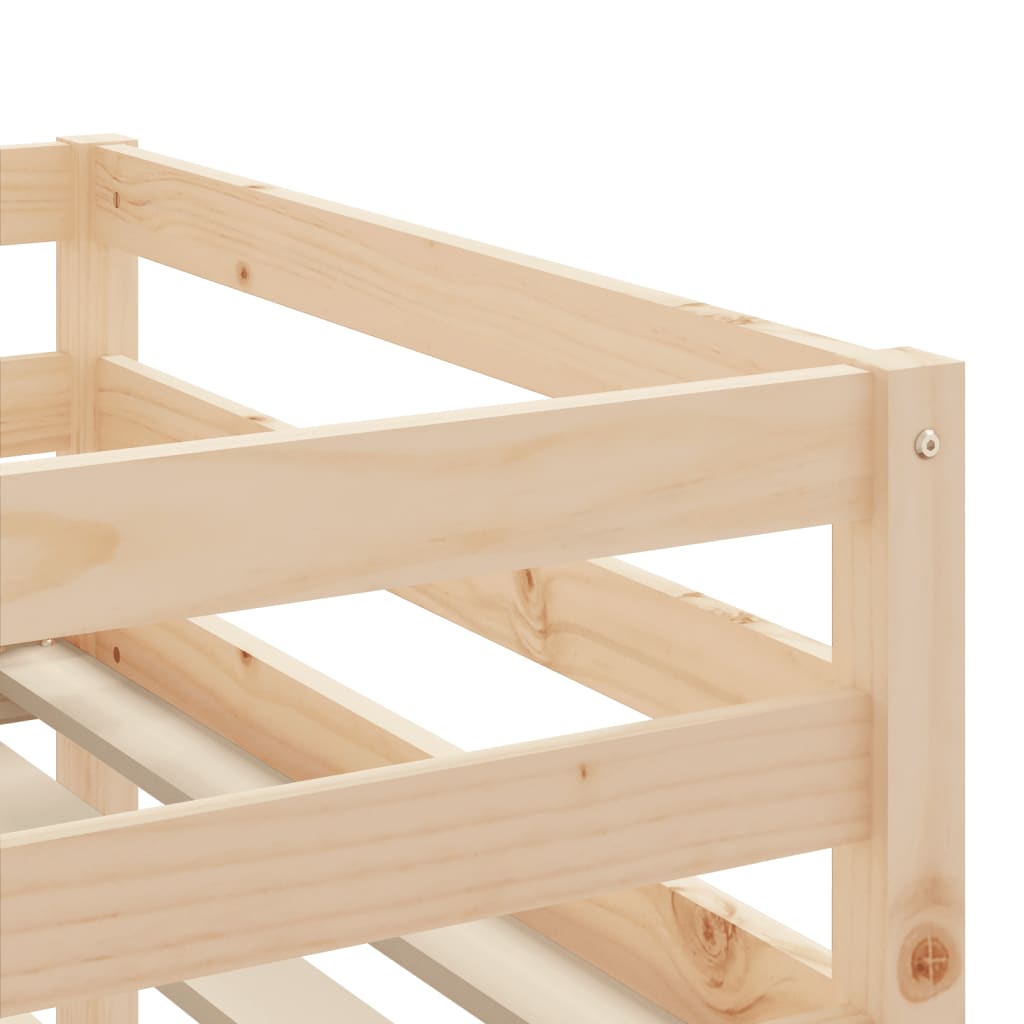 Children's loft bed with curtains pink 90x200 cm solid pine wood