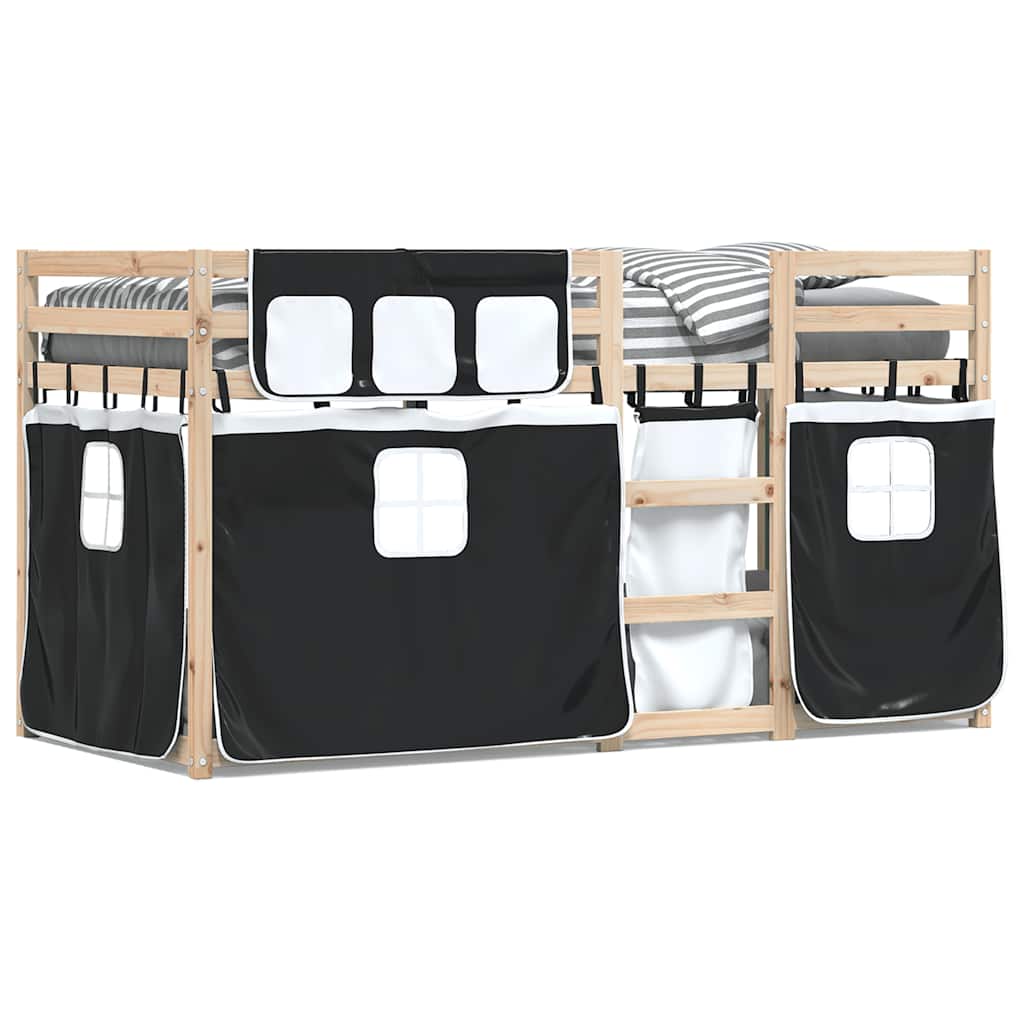 Etagenbett ohne Matratze Schwarz 90x200 cm Massivholz Kiefer