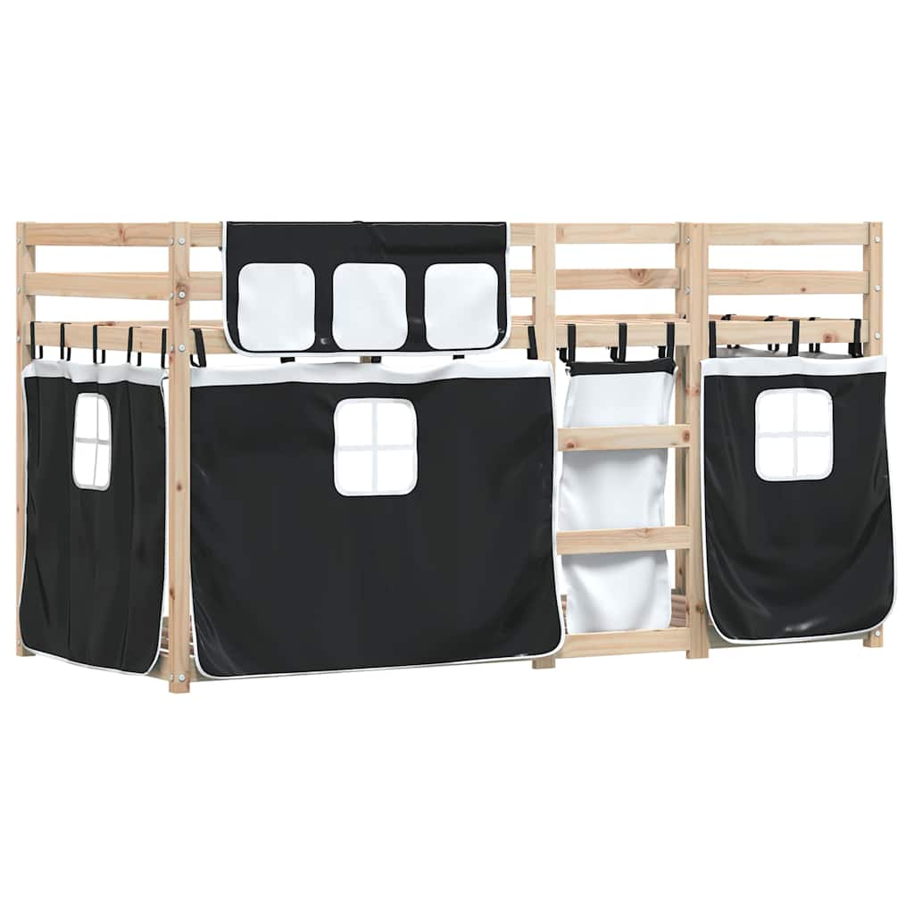 Etagenbett ohne Matratze Schwarz 90x200 cm Massivholz Kiefer
