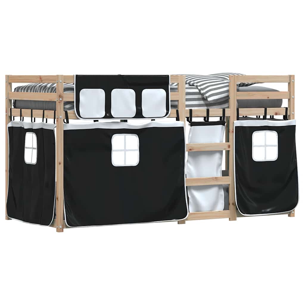 Etagenbett ohne Matratze Schwarz 90x200 cm Massivholz Kiefer