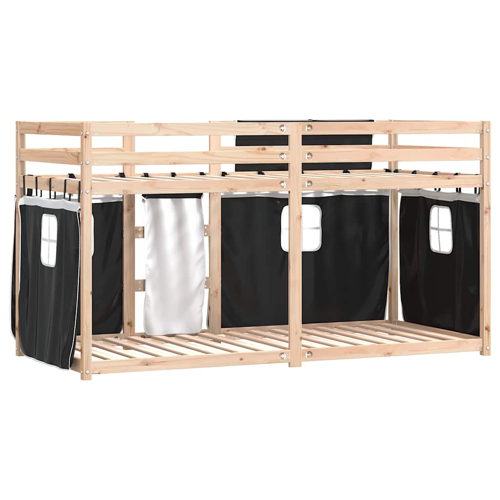 Etagenbett ohne Matratze Schwarz 90x200 cm Massivholz Kiefer
