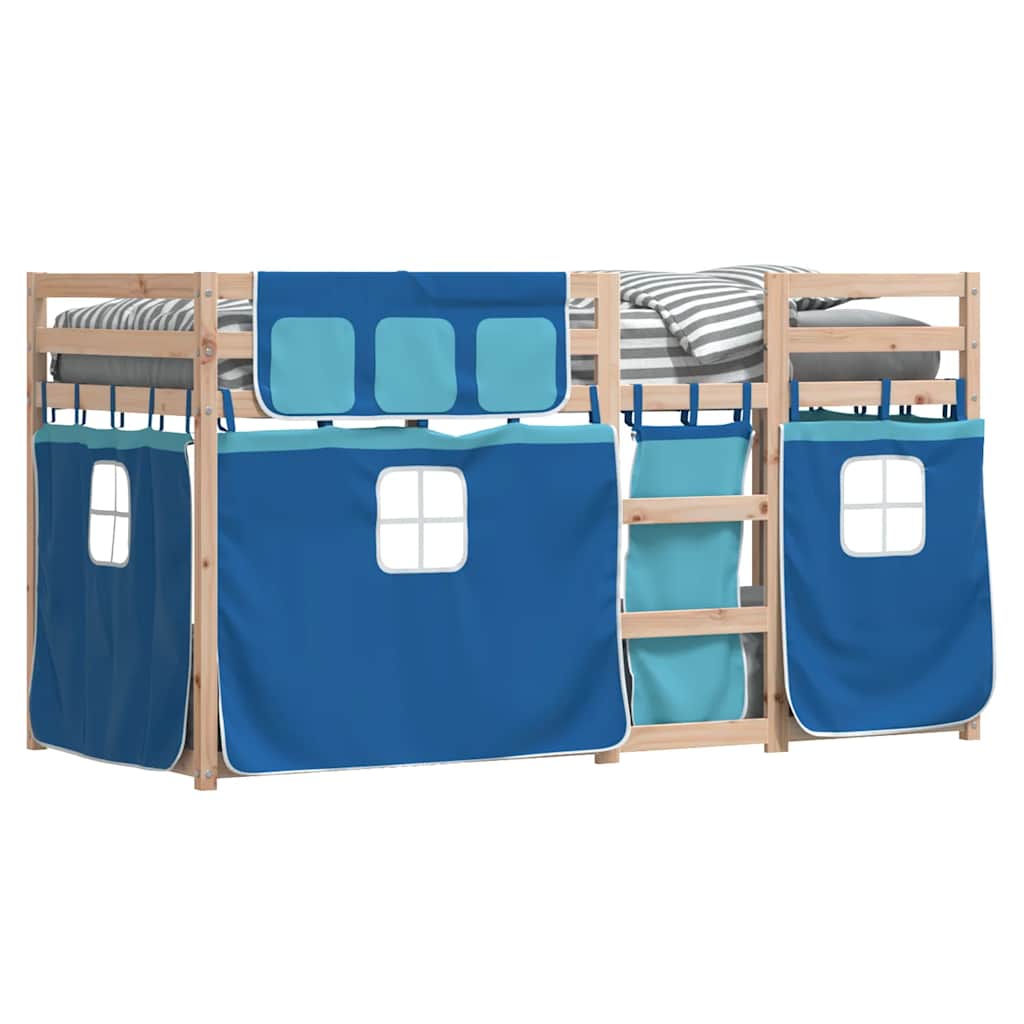 Etagenbett ohne Matratze Blau 90x200 cm Massivholz Kiefer