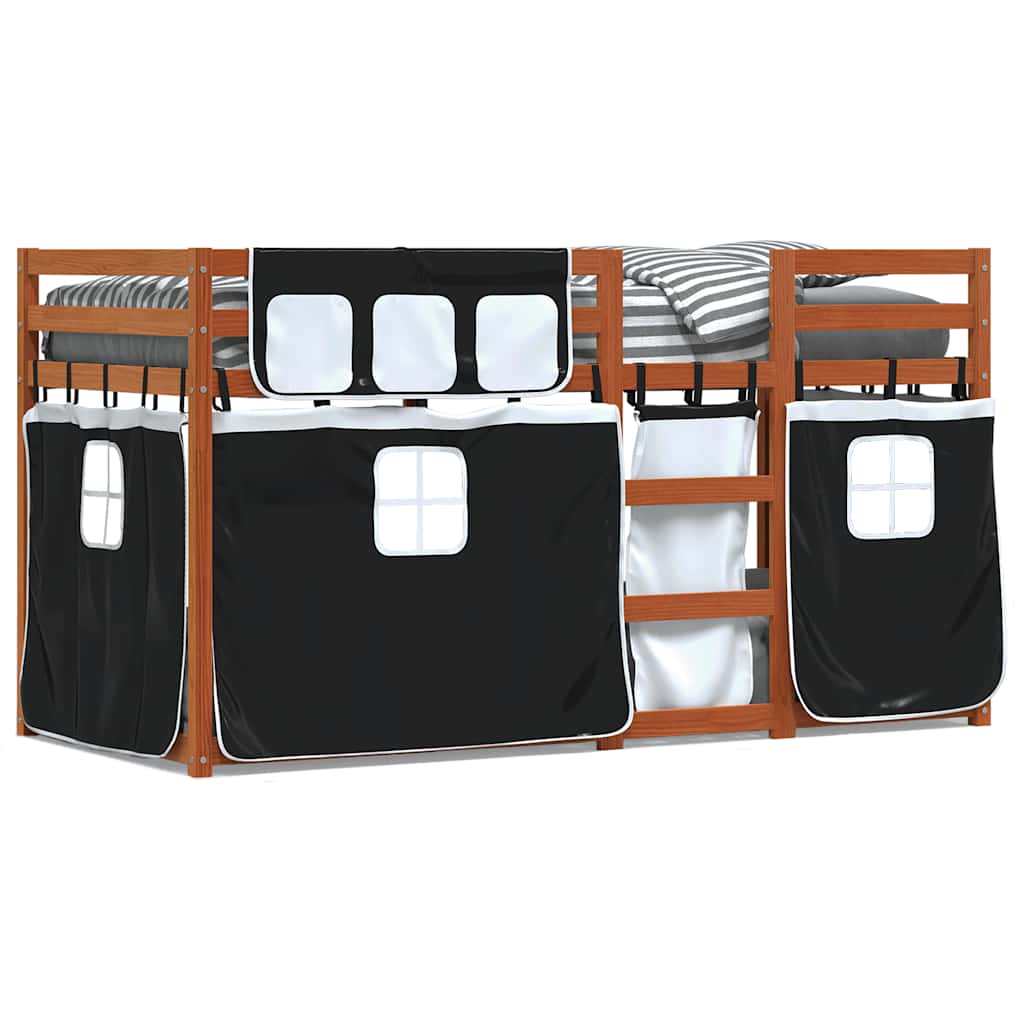 Etagenbett ohne Matratze Braun & Schwarz 90x200 cm Massivholz Kiefer