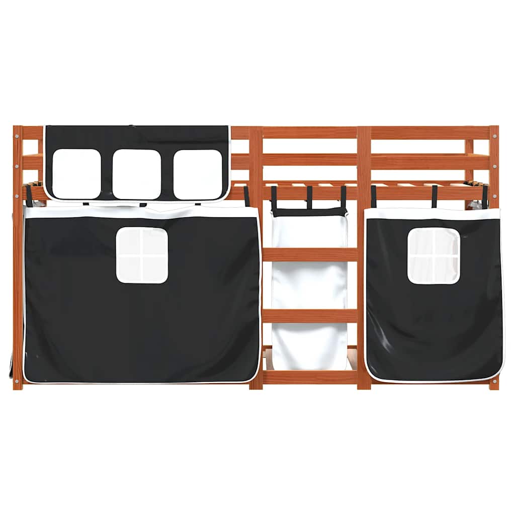 Etagenbett ohne Matratze Braun & Schwarz 90x200 cm Massivholz Kiefer