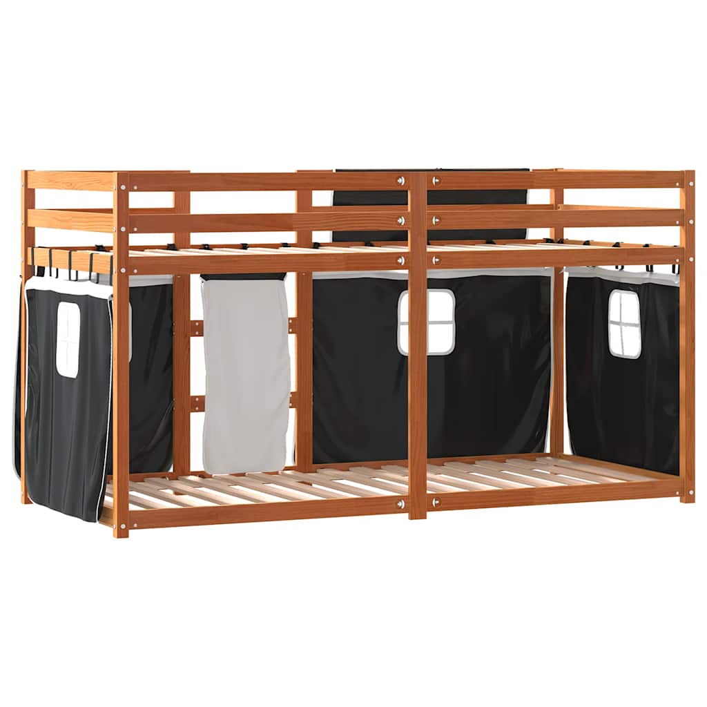 Etagenbett ohne Matratze Braun & Schwarz 90x200 cm Massivholz Kiefer