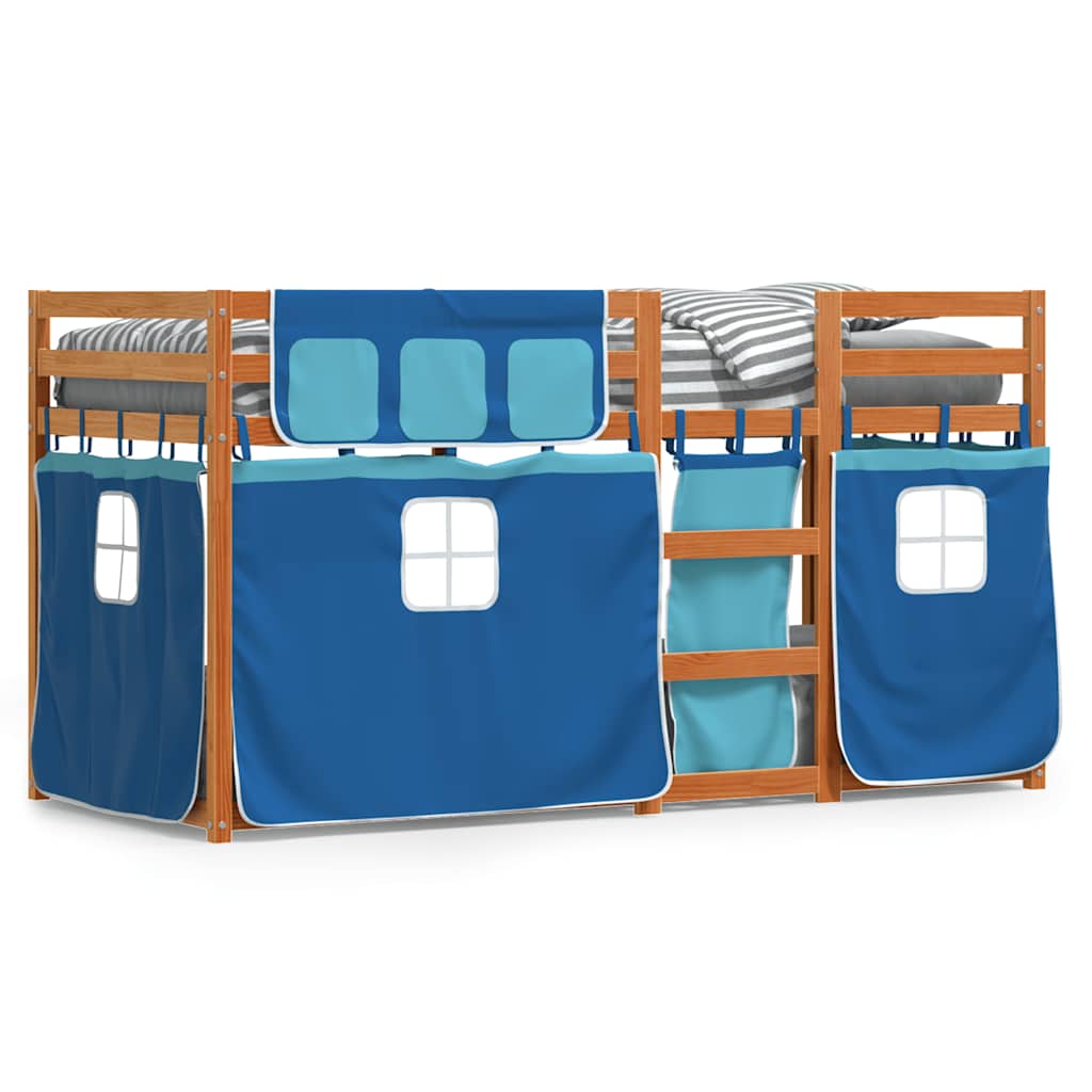 Etagenbett ohne Matratze Braun & Blau 90x200 cm Massivholz Kiefer