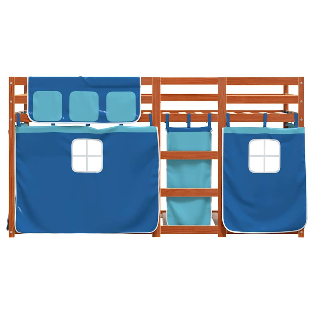 Etagenbett ohne Matratze Braun & Blau 90x200 cm Massivholz Kiefer