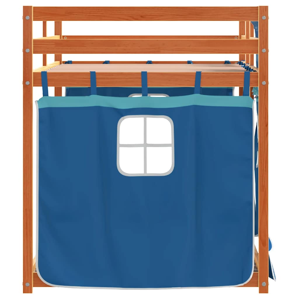 Etagenbett ohne Matratze Braun & Blau 90x200 cm Massivholz Kiefer