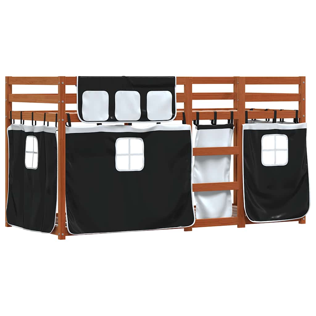 Etagenbett ohne Matratze Braun & Schwarz 90x190 cm Massivholz Kiefer