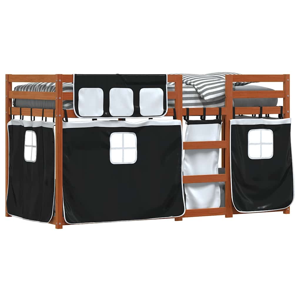 Etagenbett ohne Matratze Braun & Schwarz 90x190 cm Massivholz Kiefer