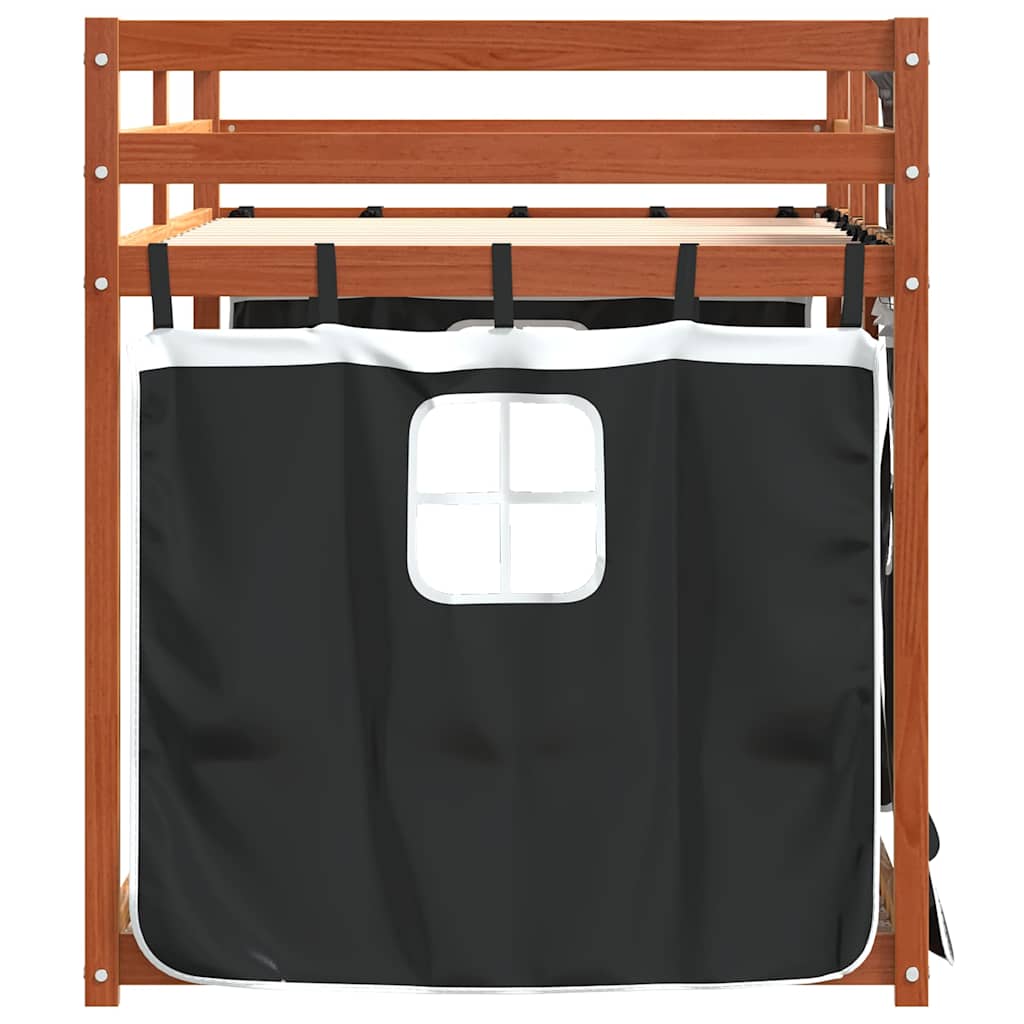 Etagenbett ohne Matratze Braun & Schwarz 90x190 cm Massivholz Kiefer