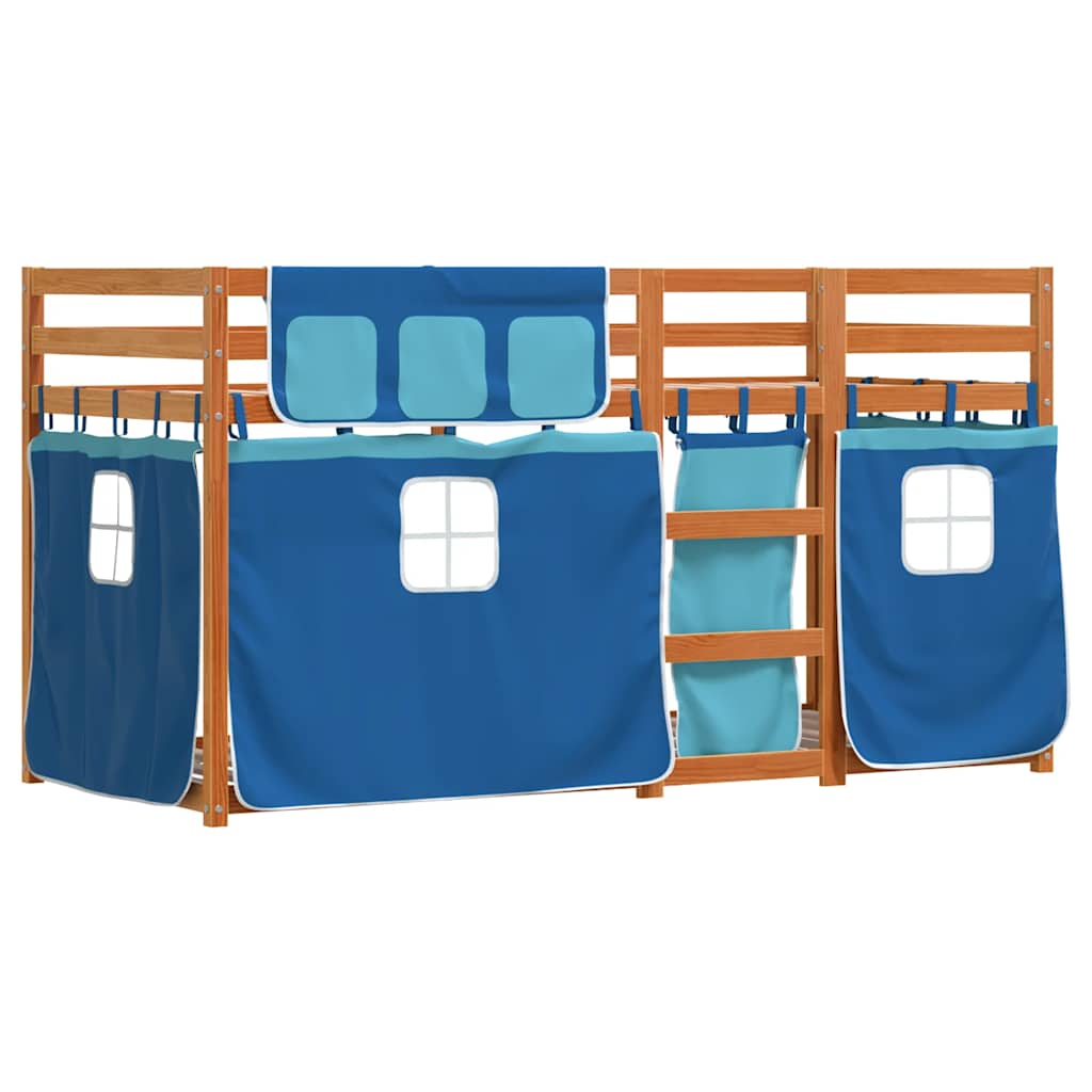Etagenbett ohne Matratze Braun & Blau 90x190 cm Massivholz Kiefer