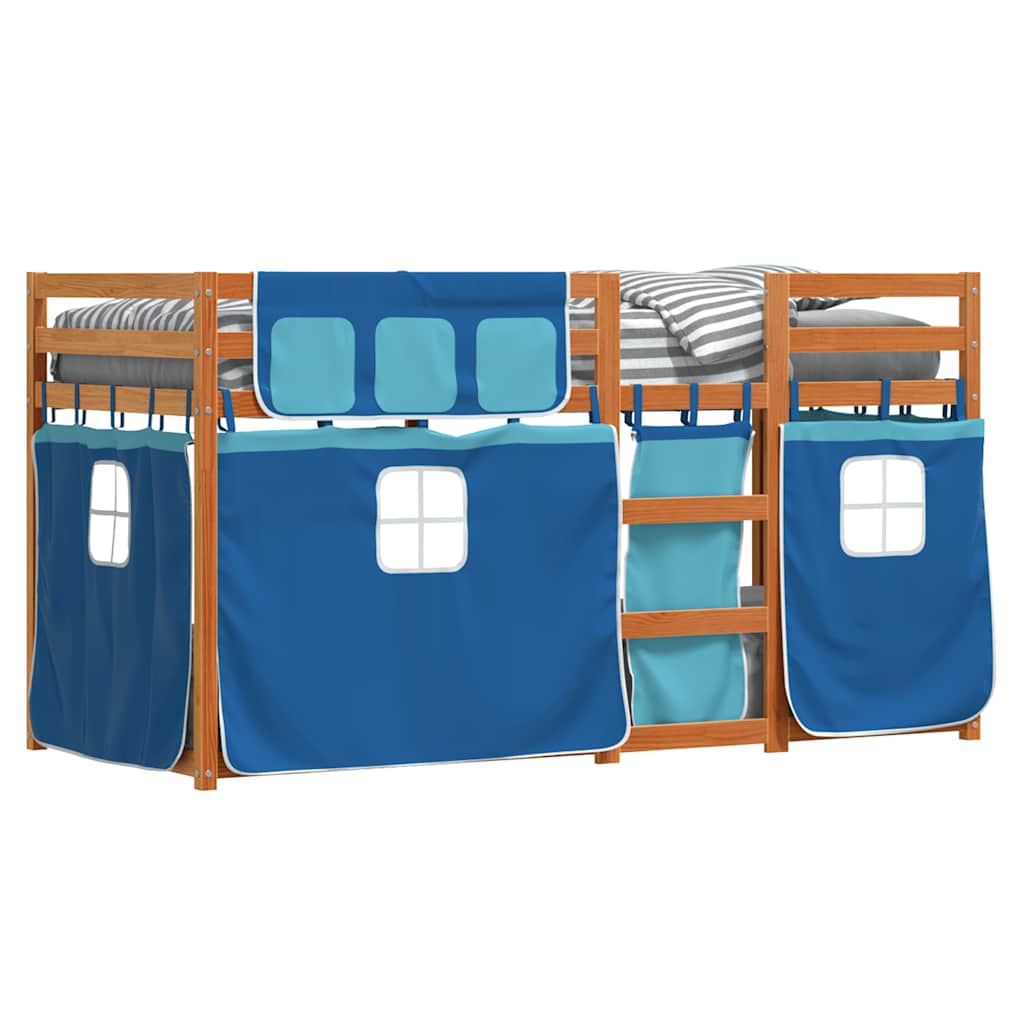 Etagenbett ohne Matratze Braun & Blau 90x190 cm Massivholz Kiefer