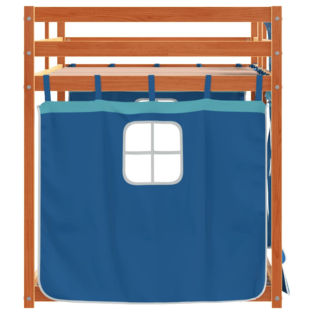 Etagenbett ohne Matratze Braun & Blau 90x190 cm Massivholz Kiefer