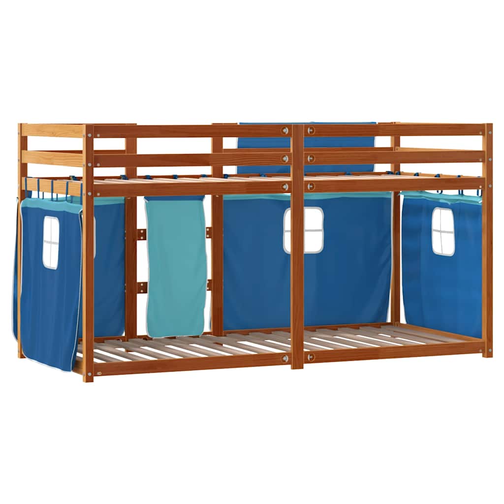 Etagenbett ohne Matratze Braun & Blau 90x190 cm Massivholz Kiefer