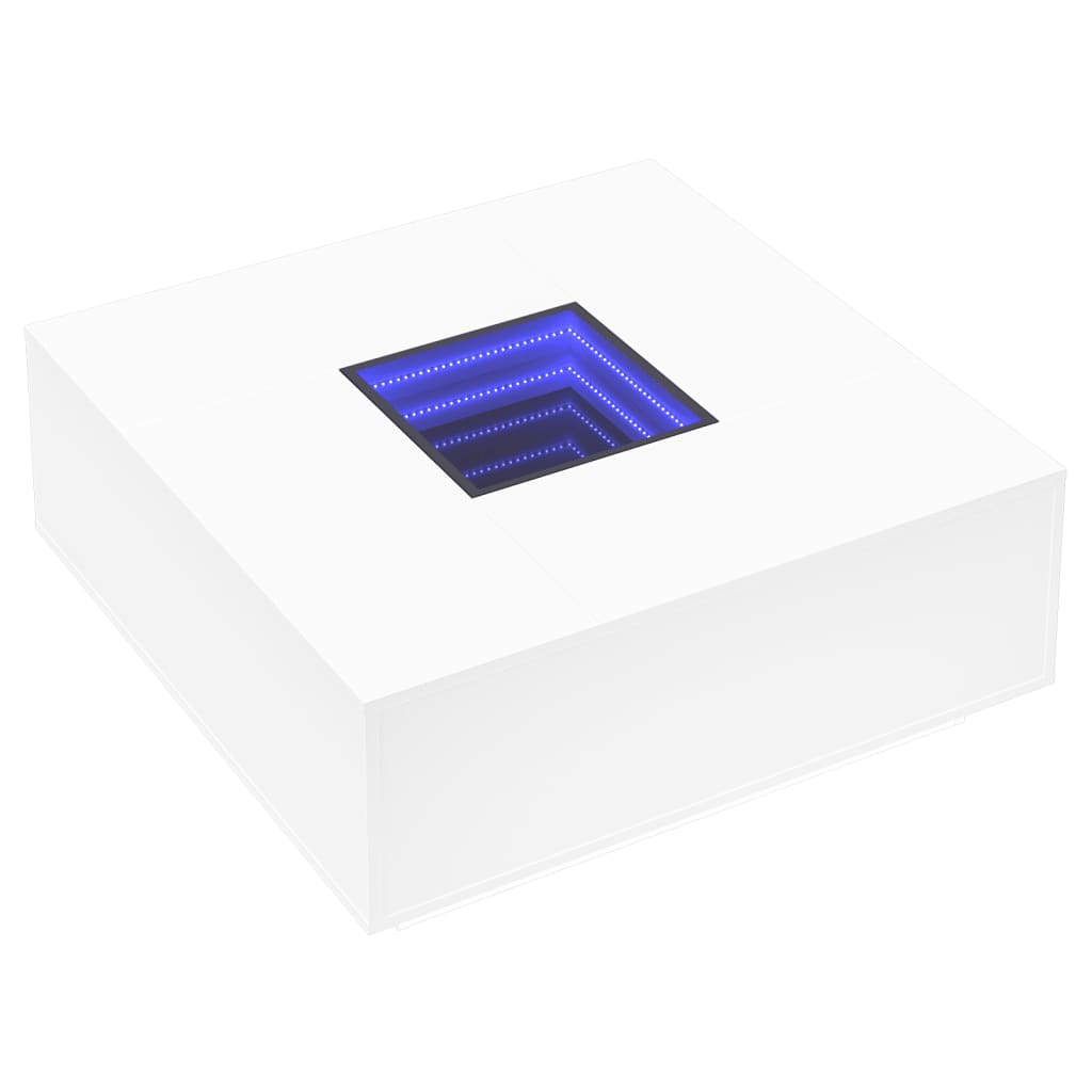Table basse avec LED Infinity blanche 100x100x40 cm