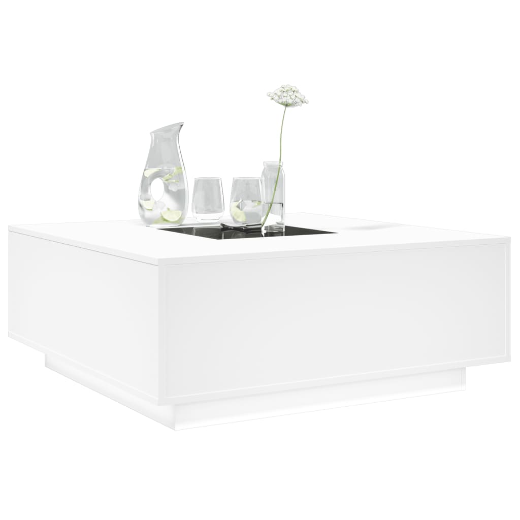 Table basse avec LED Infinity blanche 100x100x40 cm