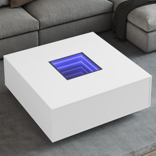 Table basse avec LED Infinity blanche 100x100x40 cm