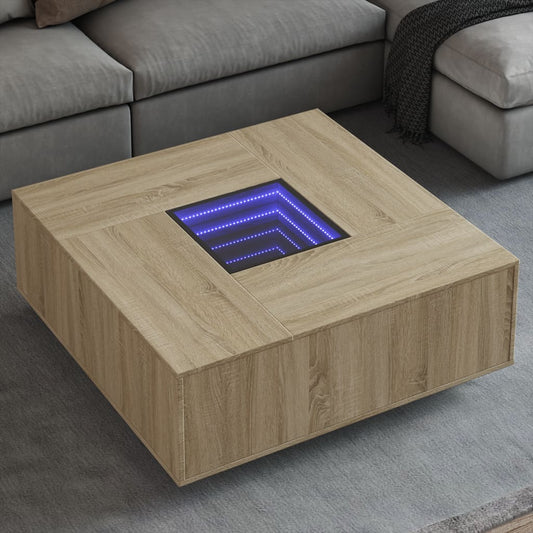 Table basse avec LED Infinity en chêne Sonoma 100x100x40 cm