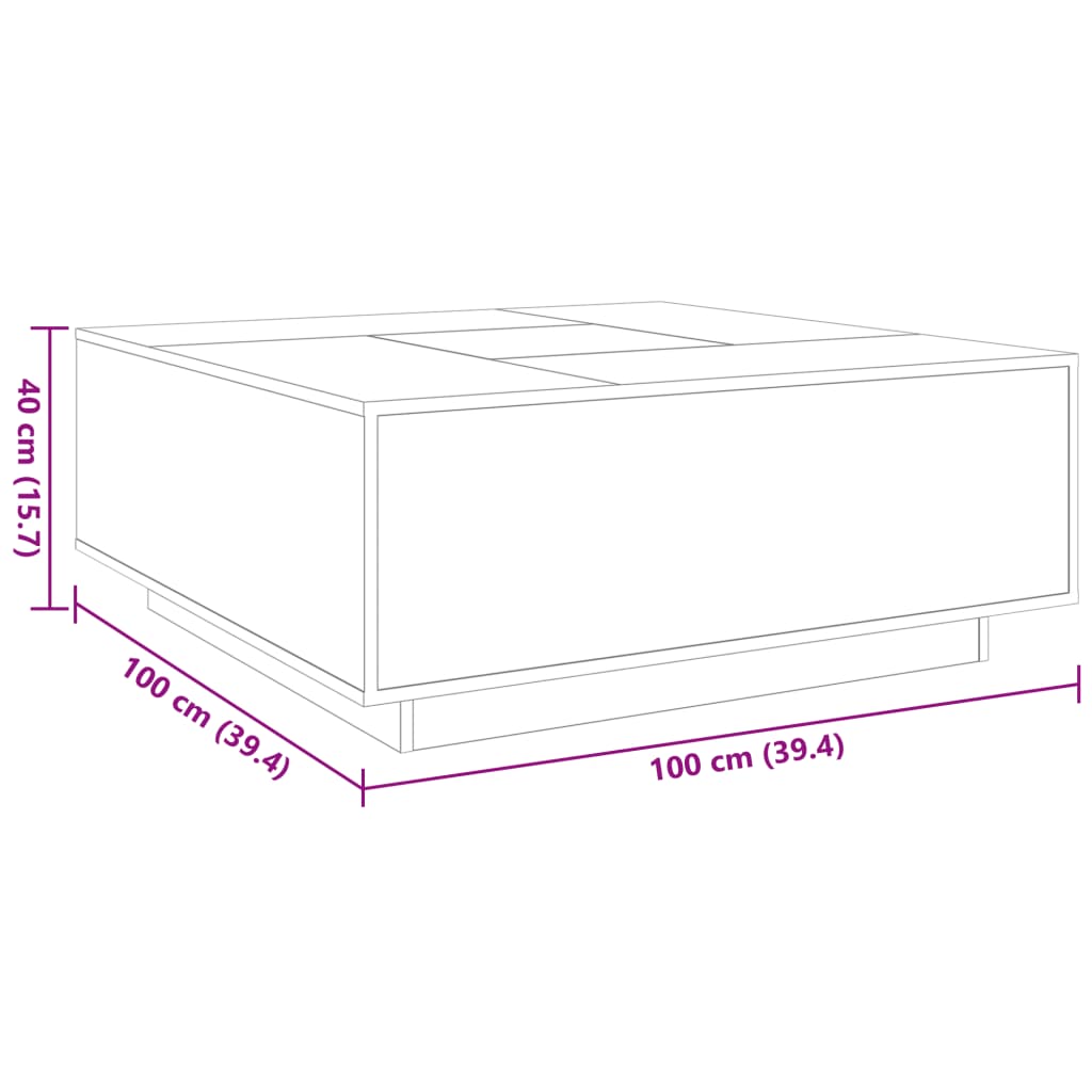 Couchtisch mit Infinity-LED Betongrau 100x100x40 cm