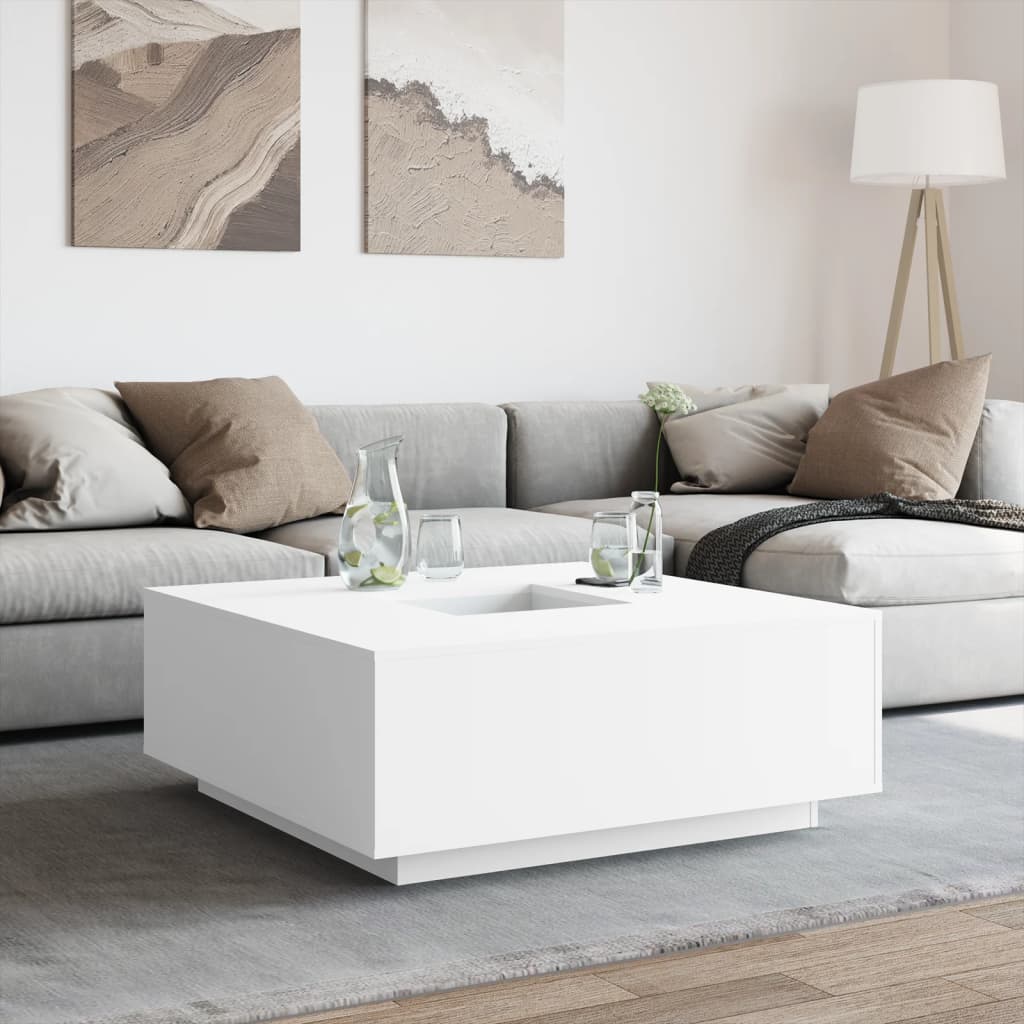 Table basse blanche 100x100x40 cm en bois