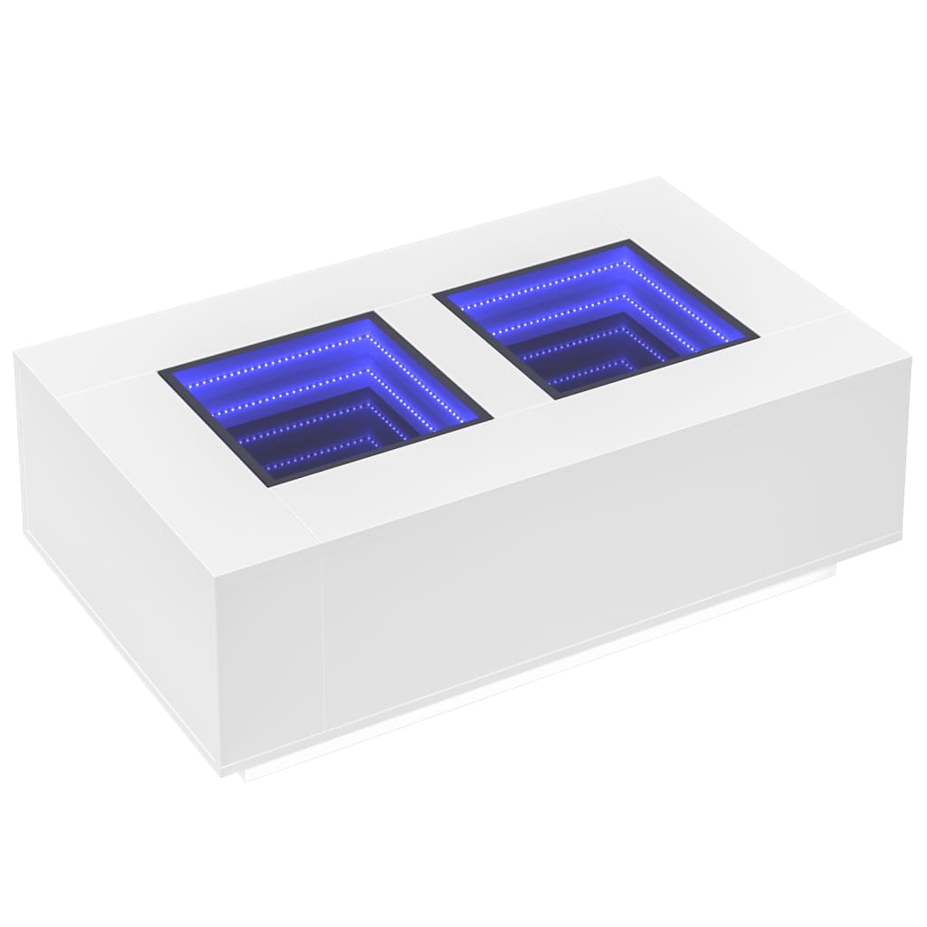 Table basse avec LED Infinity blanche 116x69x40 cm