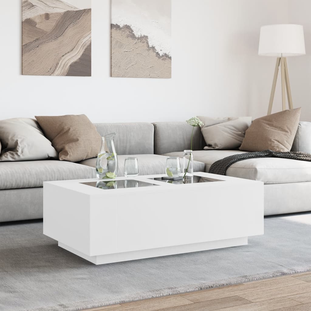 Table basse avec LED Infinity blanche 116x69x40 cm