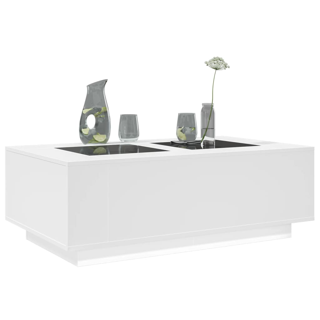 Table basse avec LED Infinity blanche 116x69x40 cm