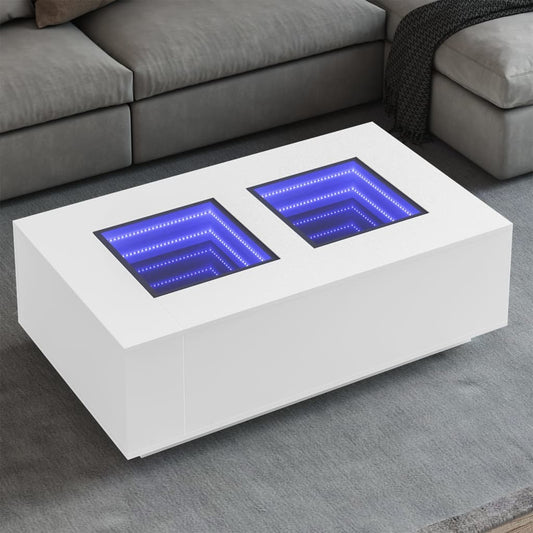 Table basse avec LED Infinity blanche 116x69x40 cm