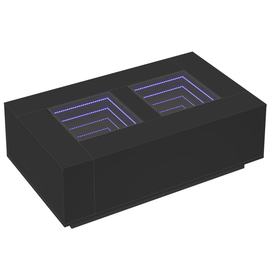 Table basse avec LED Infinity Noir 116x69x40 cm