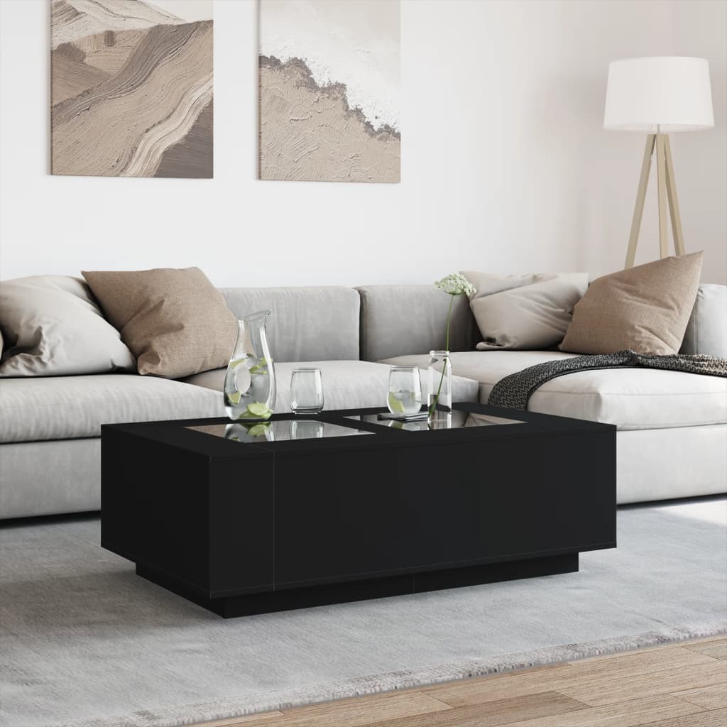 Table basse avec LED Infinity Noir 116x69x40 cm